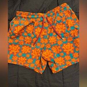Vilebrequin Orange and Blue Floral Swim Trunks
Used